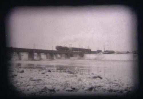 昭和36年　宮城県仙台市　広瀬橋を走る蒸気機関車